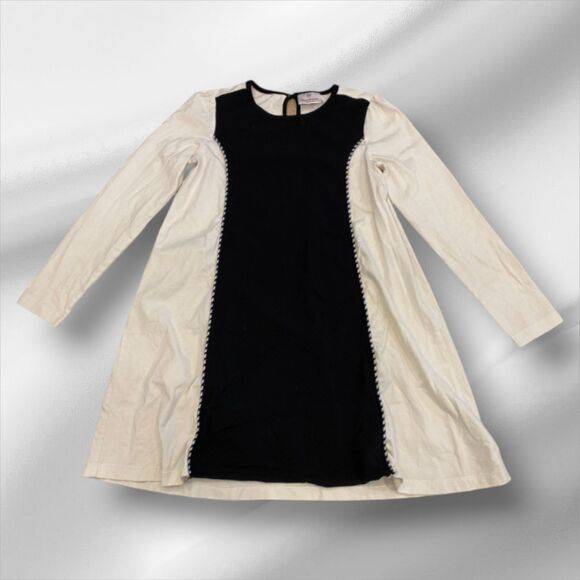 Bonnie Jean Girls Dress – Black & White Long Sleeve Dress - Size 10 - Picture 1 of 3